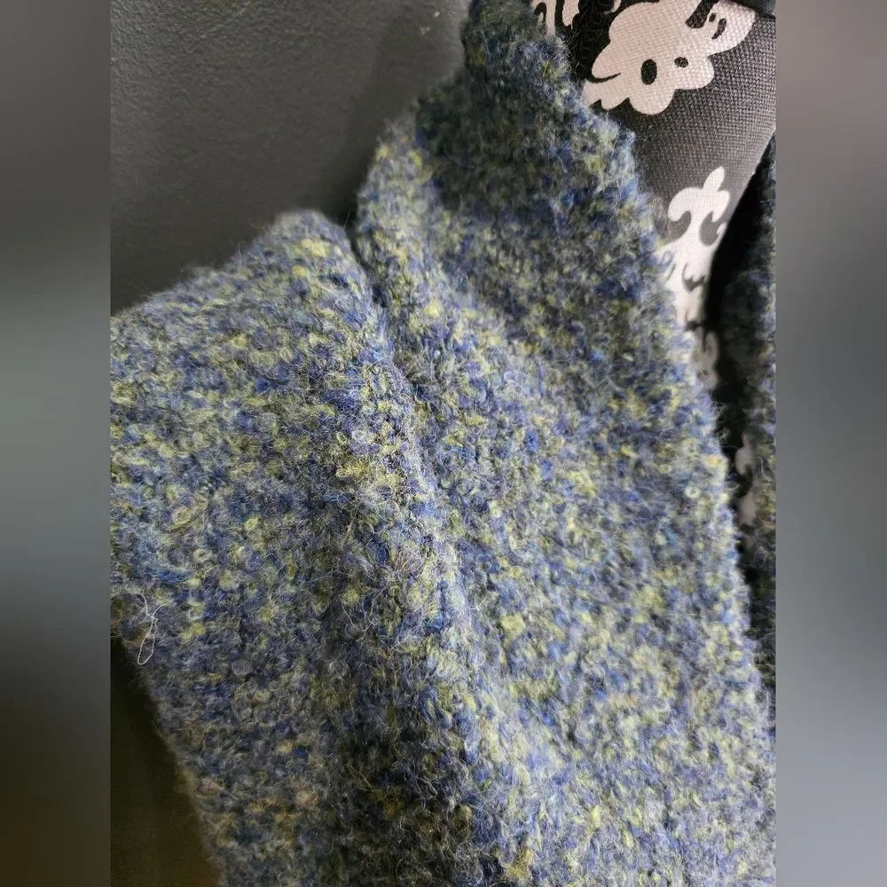 Dillards Long Fringe Blue Green Wool Blend Scarf NWT 81'L 10'W
